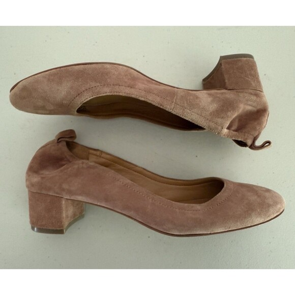J Crew Suede Block Heel Slip On Pump Shoes Women Size 8 Mauve Tan - Picture 4 of 8